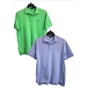 Lot of 2 Polo Ralph Lauren Golf Shirts Mens M Polo Green, Purple Pony Logo
